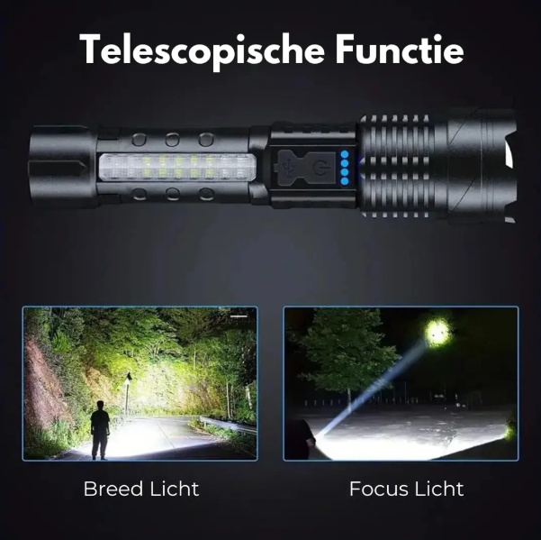 Lampe Tactique LED Rechargeable USB 5000 Lumens Étanche Antichoc Zoomable 5 Modes Compacte Ultra Puissante | Koossa
