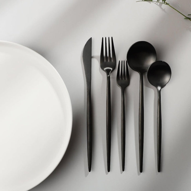 Flatware Set 18/10 Stainless Steel with Titanium Coating 20-Piece to 80-Piece Modern Dining Cutlery for 4 to 16 People | Lonoma
