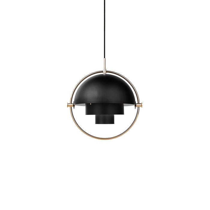 Luminaire suspendu orientable en acier bicolore laiton noir douille E27 ambiance nordique salle à manger | Koossa