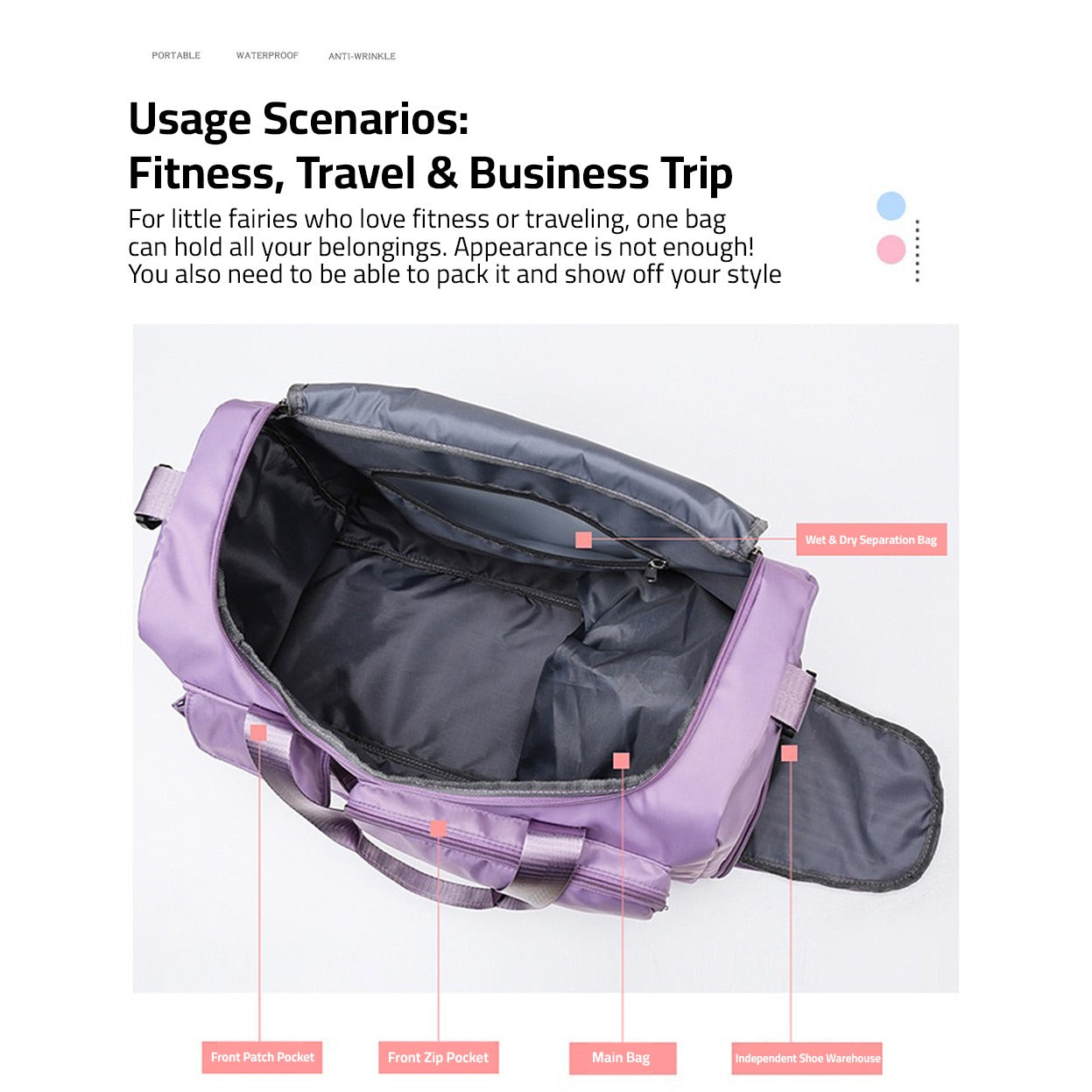 Sports Duffle Weekend Bag with Separate Shoe Compartment — Multi-Pocket Travel Holdall for Gym & Leisure | Koossa