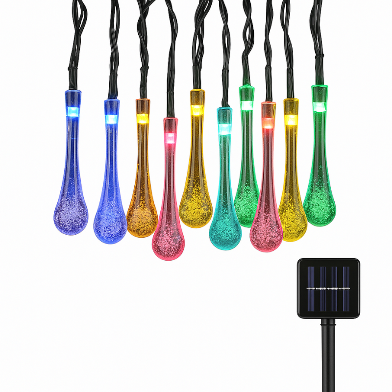 Solar String Lights Outdoor, 30 LED Teardrop Fairy Lights, Waterproof, 8 Modes, Auto On/Off for Patio, Garden, Deck, Fence & Yard Decor | Lonoma