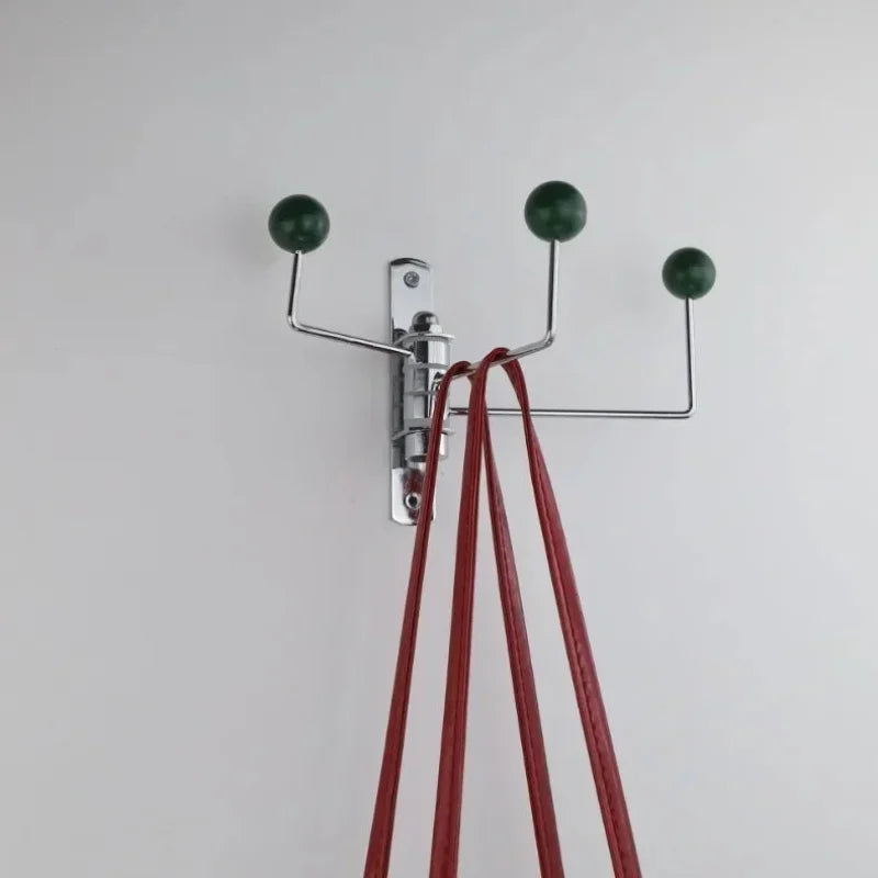 Patère murale métal rétro 3 ou 4 crochets entrée chambre couloir finition polie noir blanc vert rouge style vintage | Koossa