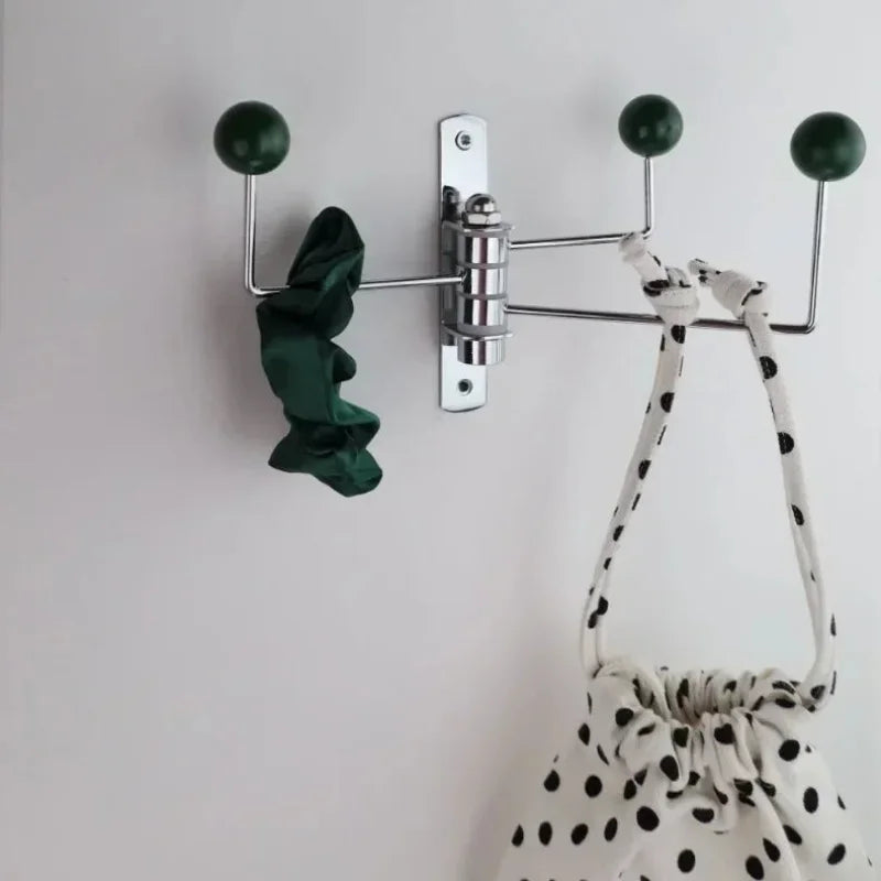 Patère murale métal rétro 3 ou 4 crochets entrée chambre couloir finition polie noir blanc vert rouge style vintage | Koossa