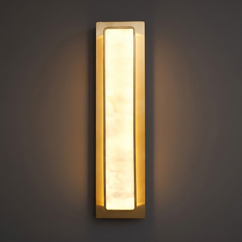 Spanish Alabaster Wall Sconce with Brass or Wood Accent, Hardwired G9 or LED, Handmade Natural Stone Light for Bedroom, Hallway, Living Room | Lonoma