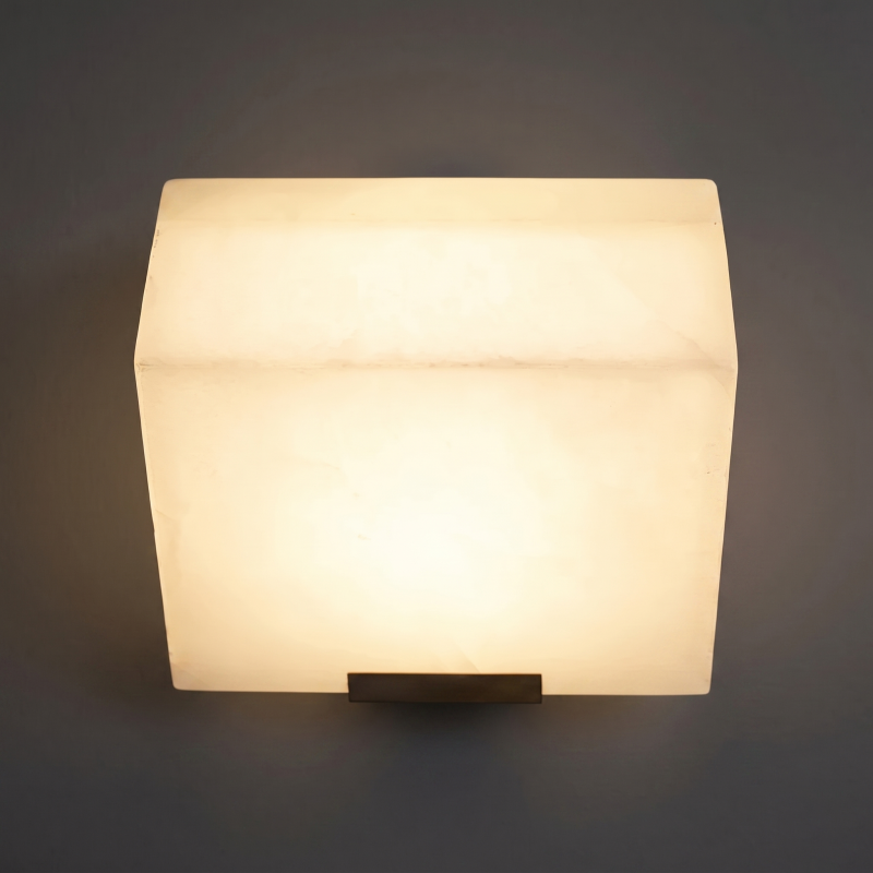 Spanish Alabaster Wall Sconce with Brass or Wood Accent, Hardwired G9 or LED, Handmade Natural Stone Light for Bedroom, Hallway, Living Room | Lonoma