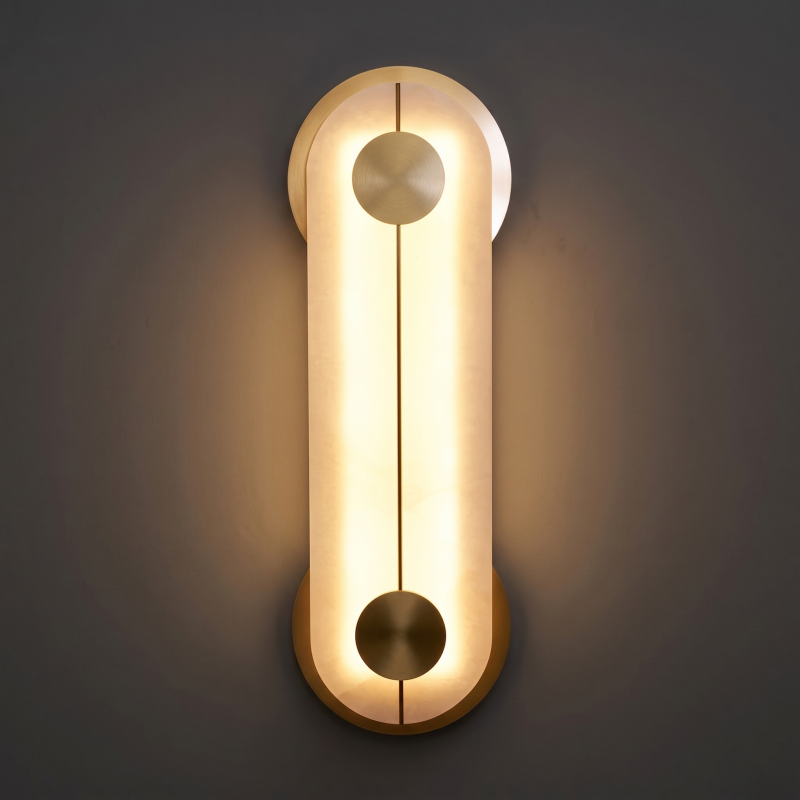 Spanish Alabaster Wall Sconce with Brass or Wood Accent, Hardwired G9 or LED, Handmade Natural Stone Light for Bedroom, Hallway, Living Room | Lonoma