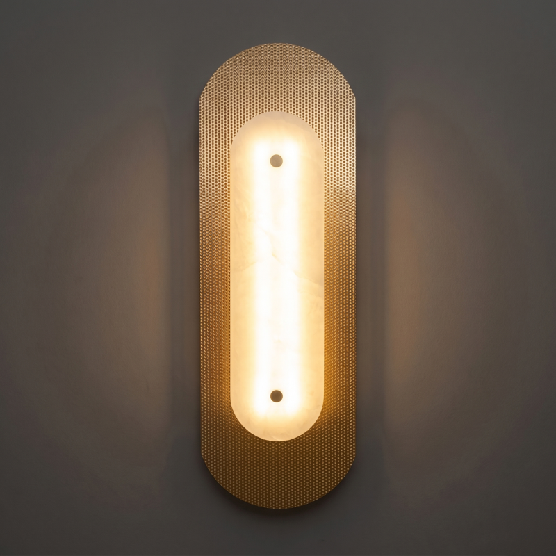 Spanish Alabaster Wall Sconce with Brass or Wood Accent, Hardwired G9 or LED, Handmade Natural Stone Light for Bedroom, Hallway, Living Room | Lonoma