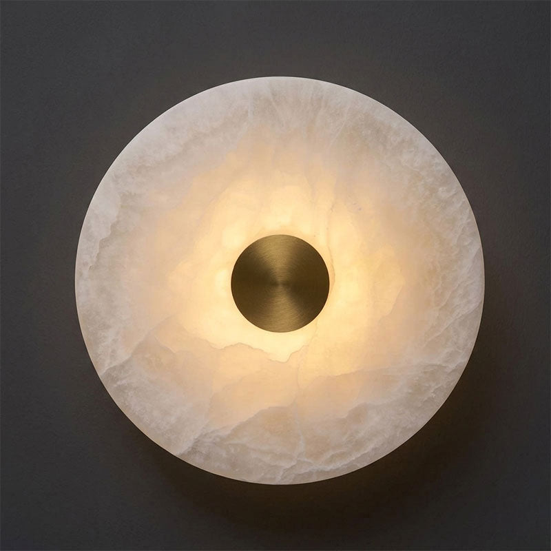 Spanish Alabaster Wall Sconce with Brass or Wood Accent, Hardwired G9 or LED, Handmade Natural Stone Light for Bedroom, Hallway, Living Room | Lonoma