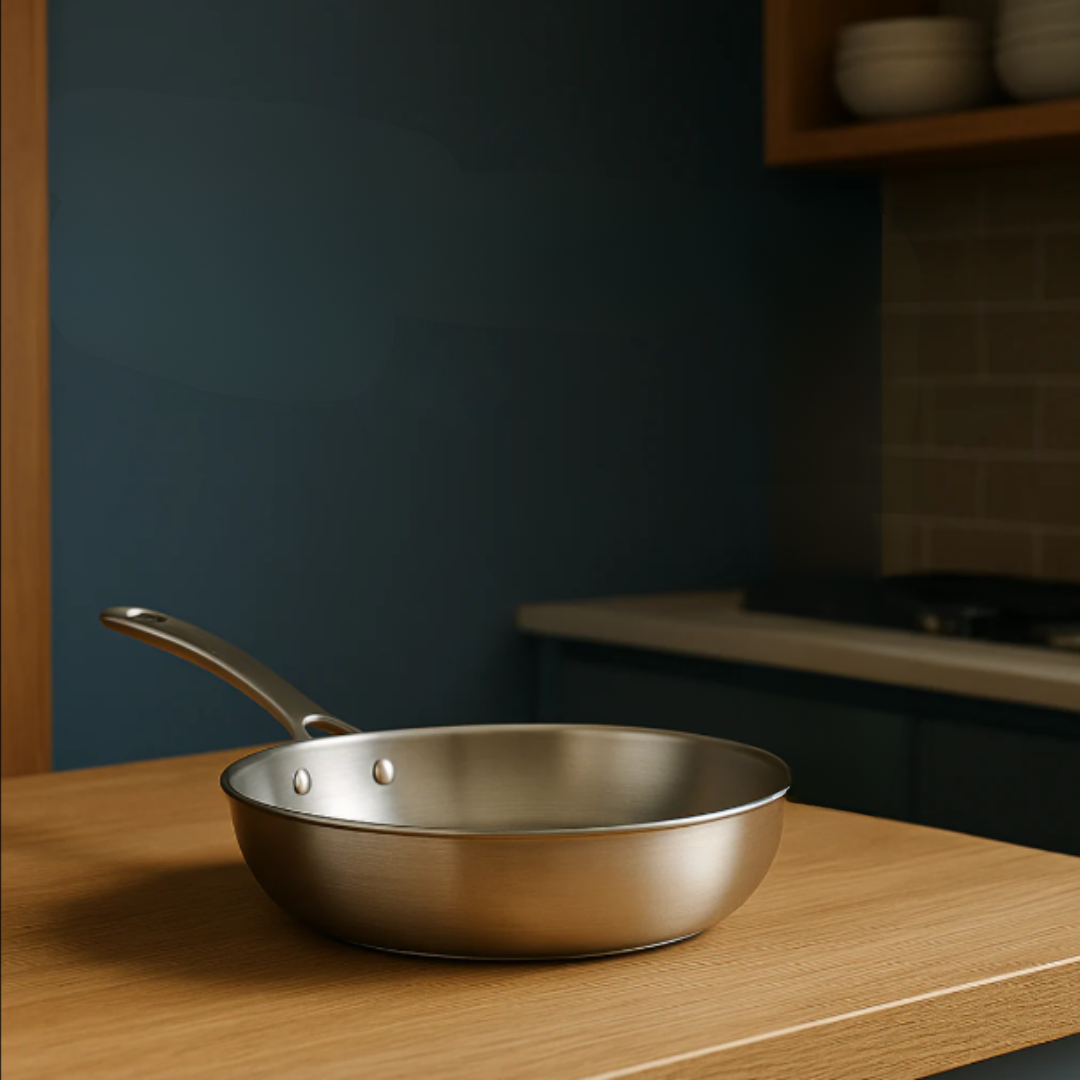 Uncoated Metal Frying Pan for Induction Gas Electric – Hammered Finish Professional Skillet for High-Heat Cooking Searing Sautéing | Lonoma