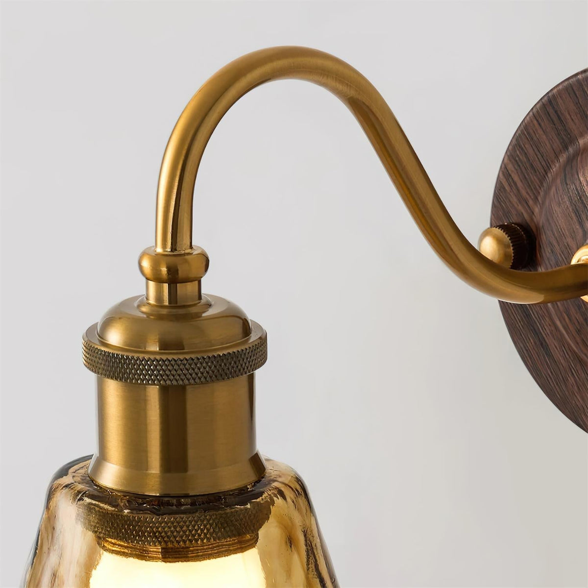 Vintage Wall Sconce with Amber Glass Shade and Brass Finish | Mid-Century Modern Wall Light Fixture for Bedroom Hallway Living Room | Lonoma