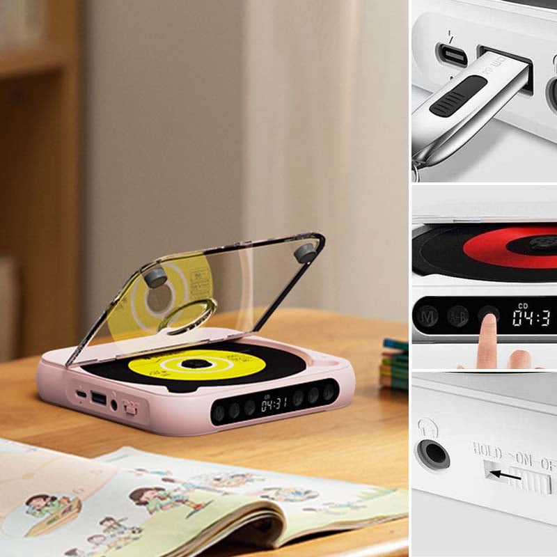Portable CD Player with Bluetooth 5.3, USB-C Rechargeable, Compact Music Player for Headphones, Speakers, Travel and Home Use | Lonoma