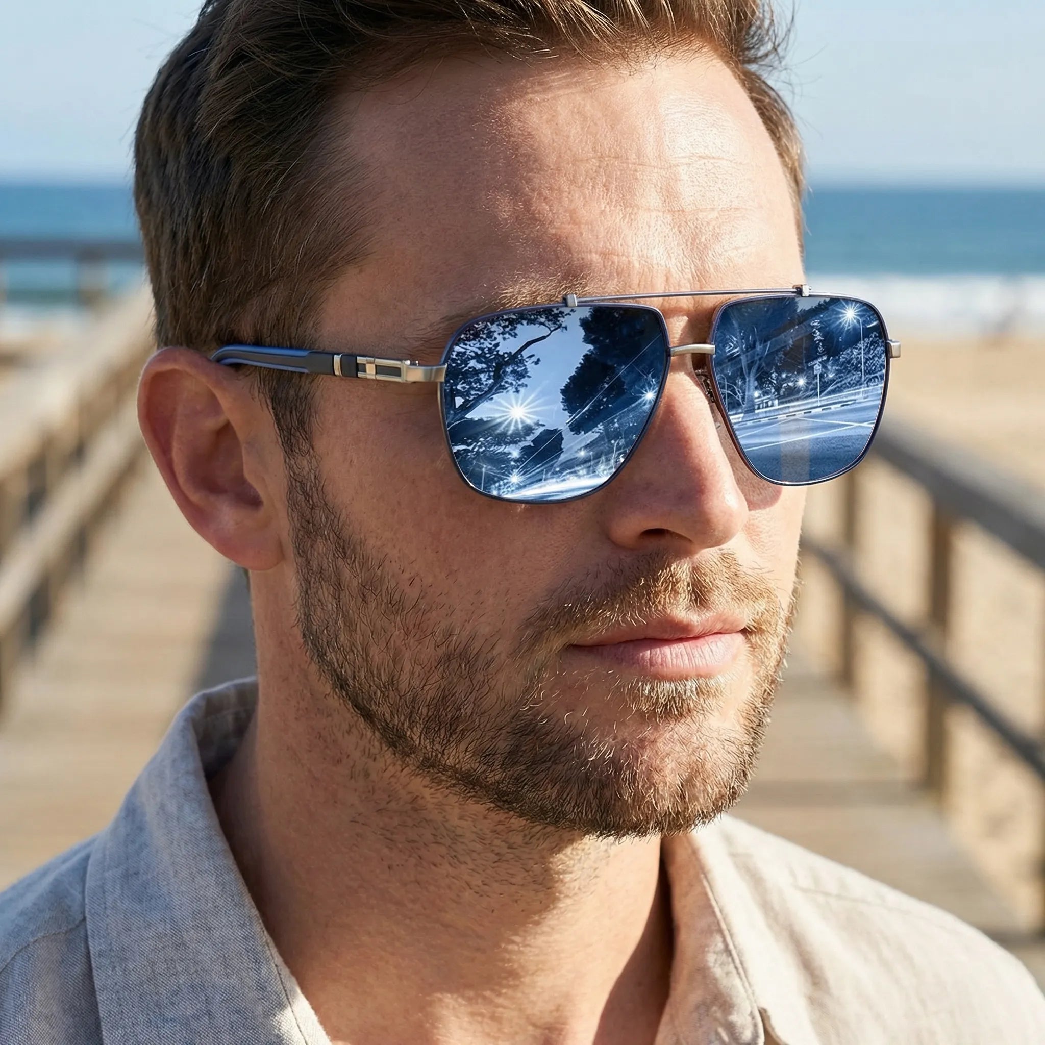 Lunettes de soleil aviateur polarisées UV400 métal léger protection optimale homme femme style pilote intemporel | Koossa