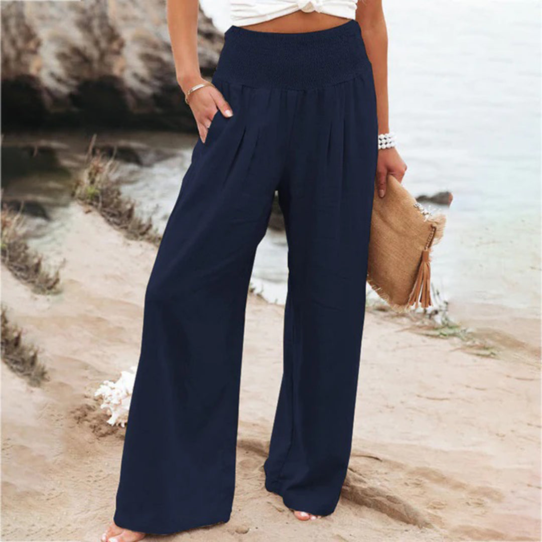 Women's Elasticated Wide-Leg Summer Trousers — Comfortable Casual Trousers for Warm Weather & Everyday Wear | Koossa