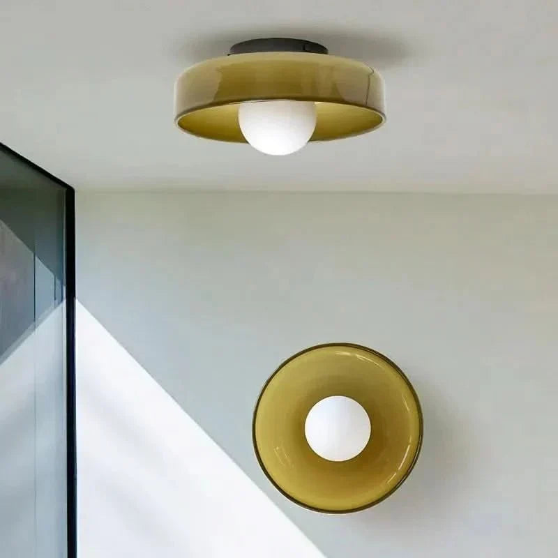 Glass Ceiling Light Fixture 10 in – Nordic Style Flush Mount Lamp for Bedroom, Kitchen, Hallway & Living Room, LED Compatible | Lonoma
