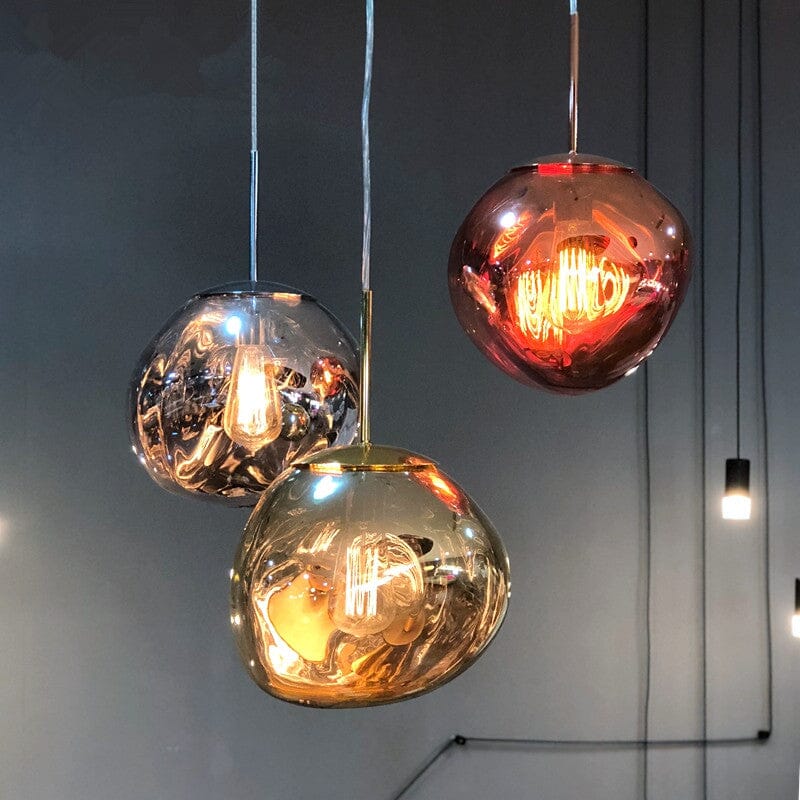 Suspension sphérique verre ou PVC finition miroir hauteur réglable éclairage décoratif salon salle à manger | Koossa