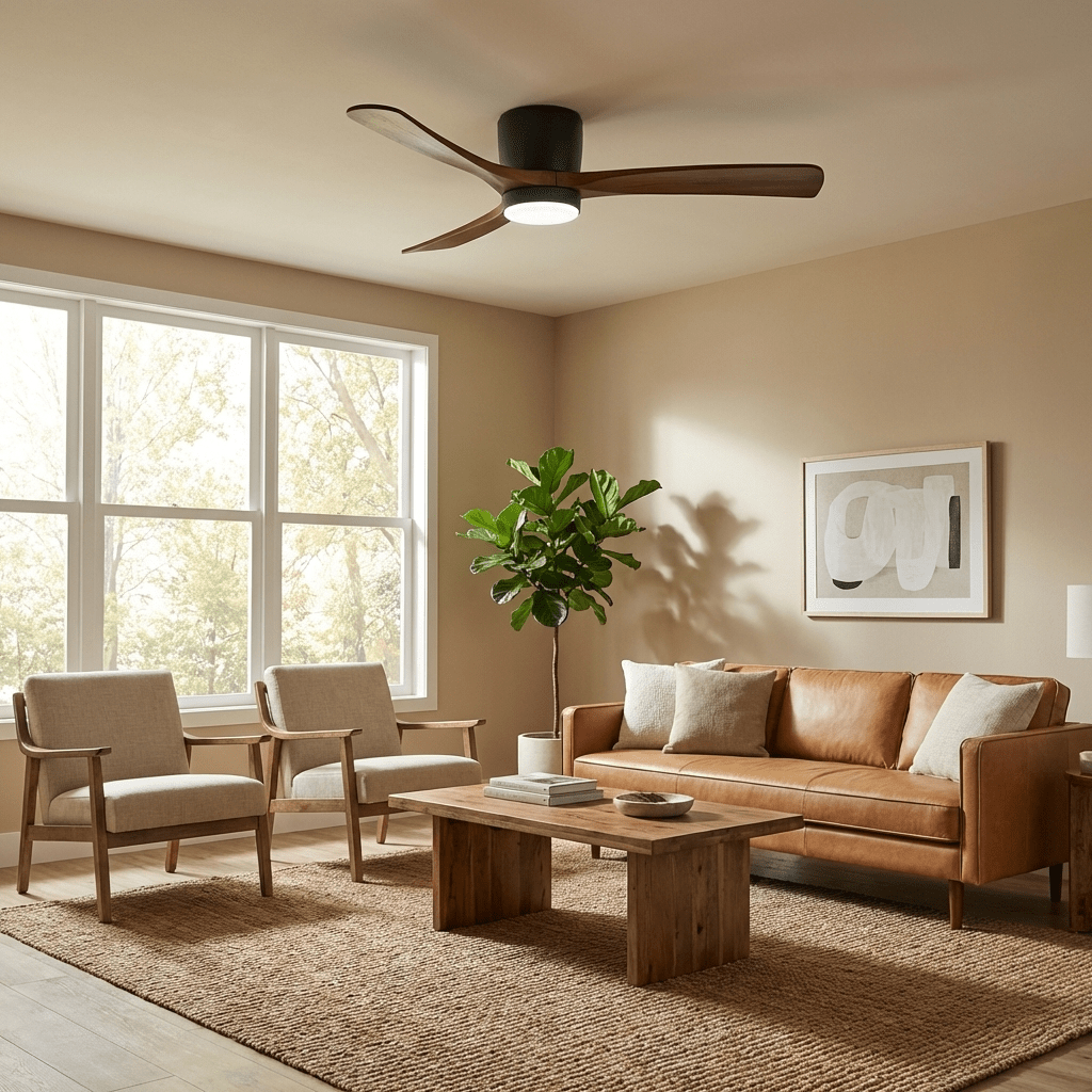 42-52 Inch Modern Ceiling Fan with Dimmable LED Light | 6-Speed Reversible DC Motor | Sycamore Wood Blades | Remote Control Included | Lonoma