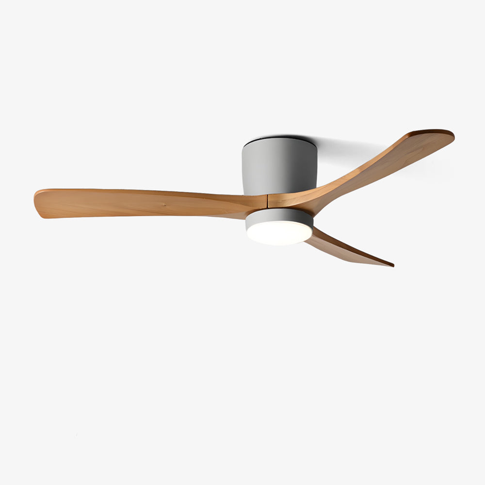 Ventilateur de plafond lumineux lames bois naturel design nordique silencieux économe chambre salon moderne | Koossa
