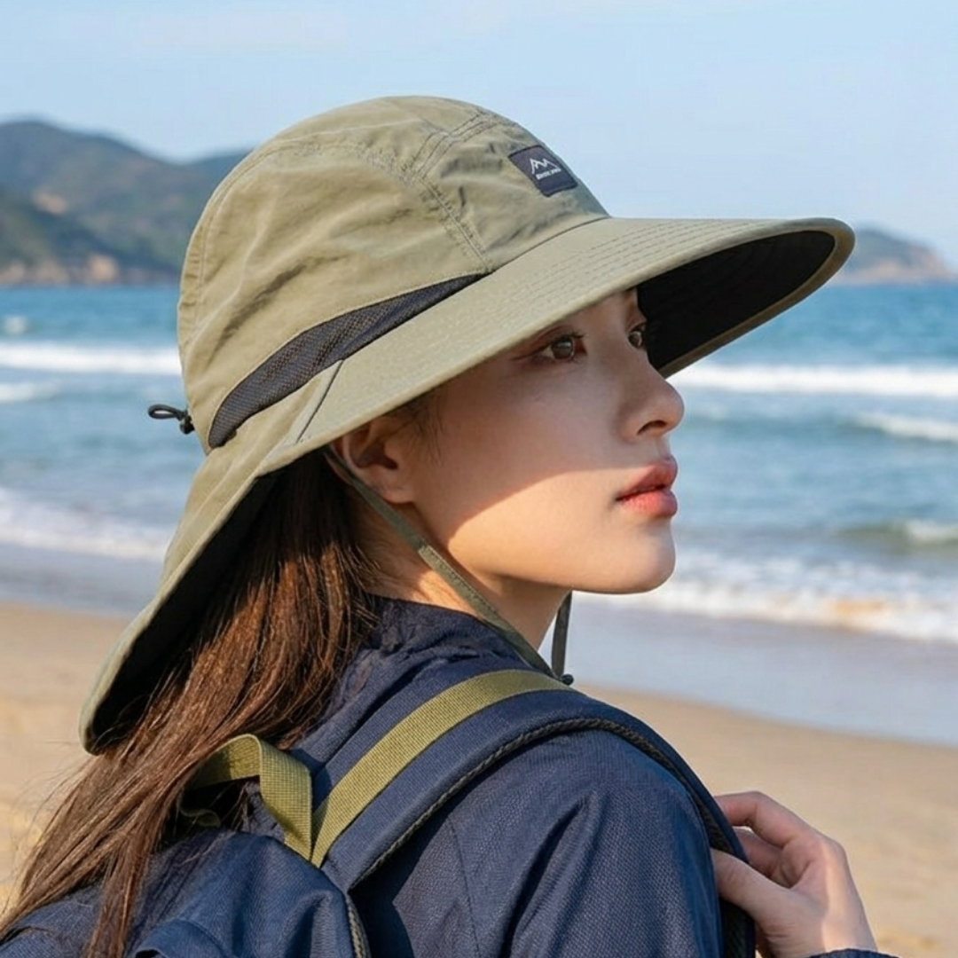Chapeau Aventure Large Bord avec Protection Nuque Amovible Anti-UV pour Trekking Randonnée Pêche Plein Air | Koossa