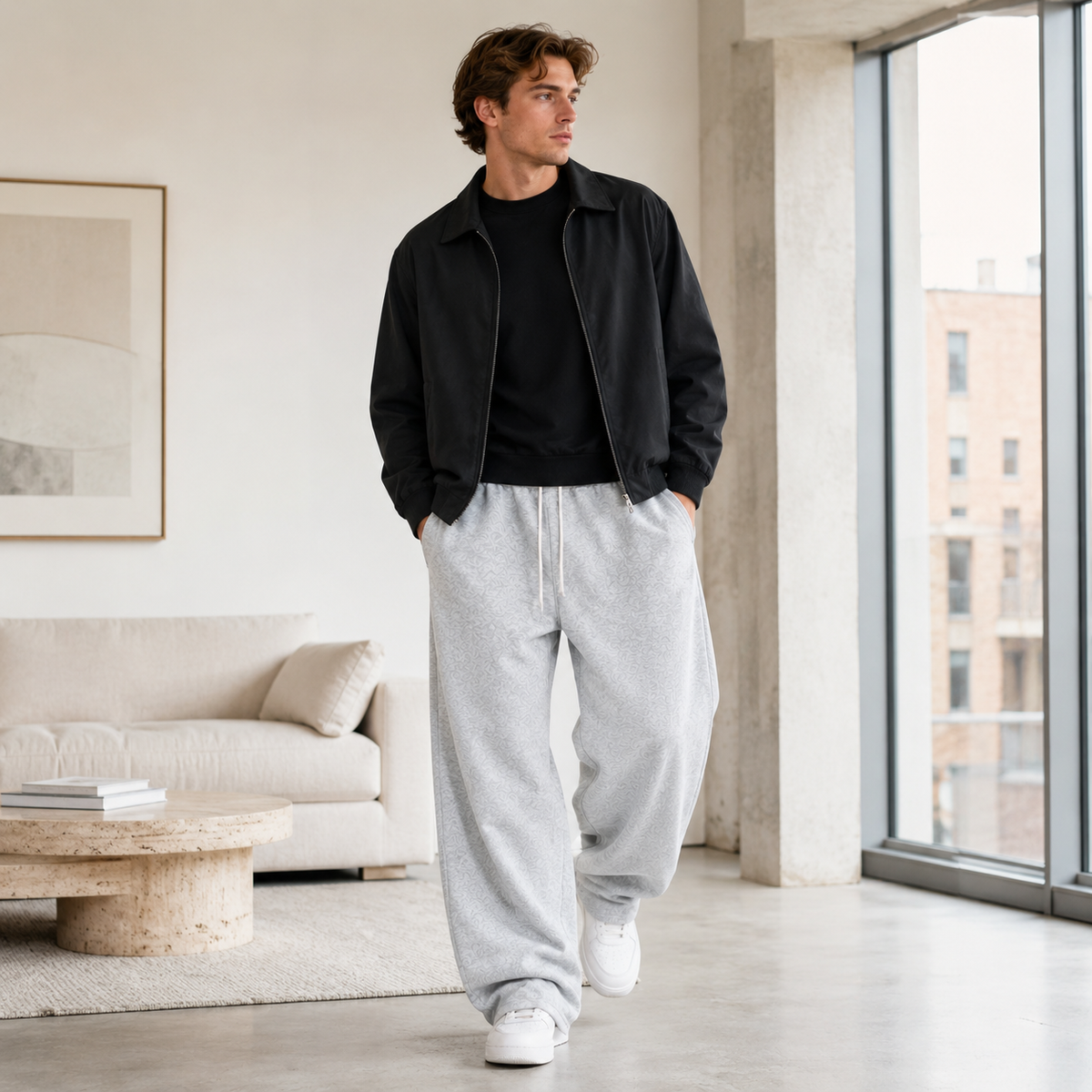 Men's Loose-Fit Joggers with Drawstring Waist and Side Pockets, Relaxed Straight-Leg Sweatpants for Gym, Running, Lounging & Travel | Lonoma