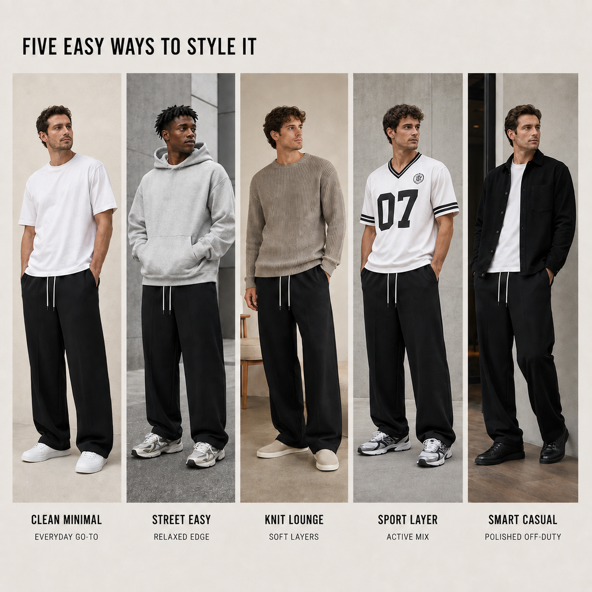 Men's Loose-Fit Joggers with Drawstring Waist and Side Pockets, Relaxed Straight-Leg Sweatpants for Gym, Running, Lounging & Travel | Lonoma