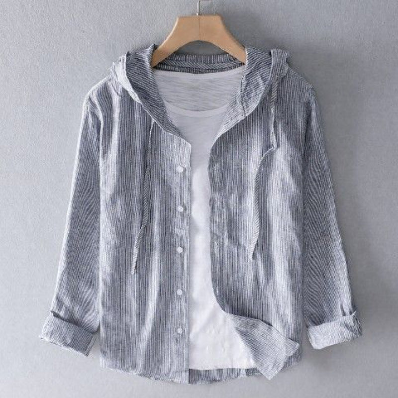 Linen Hooded Top with Relaxed Fit and Drawstring Hood for Spring Layering | Koossa