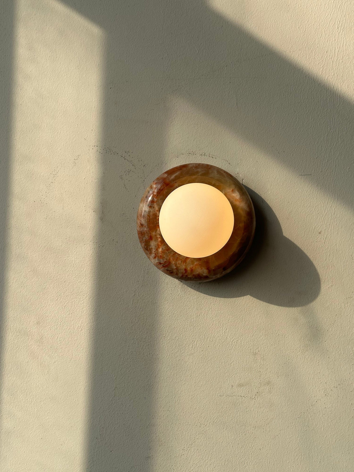 Natural Stone Wall Sconce with Glass Shade - Modern Ambient Lighting Fixture for Bedroom Hallway Entryway - G9 Socket Single-Light Design | Lonoma