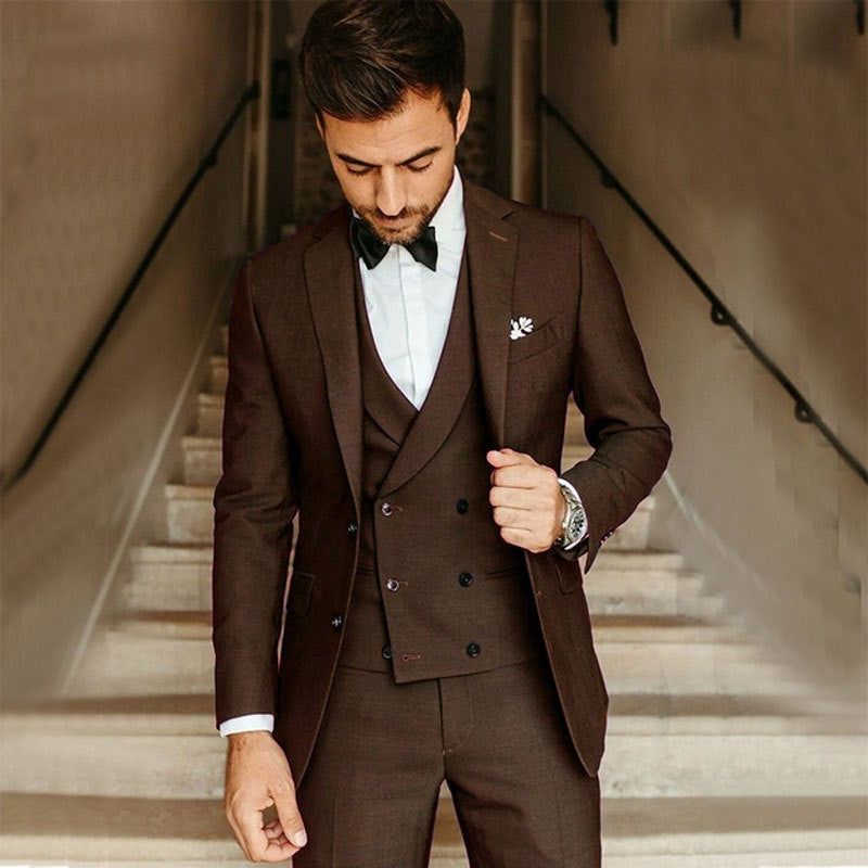 Three-Piece Formal Suit with Waistcoat in Classic Colours for Weddings and Business Occasions | Gentleman's Slim-Cut Coordinated Separates | British Tailored Formal Wear for Men | Koossa