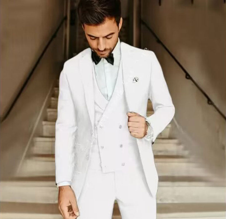 Three-Piece Formal Suit with Waistcoat in Classic Colours for Weddings and Business Occasions | Gentleman's Slim-Cut Coordinated Separates | British Tailored Formal Wear for Men | Koossa