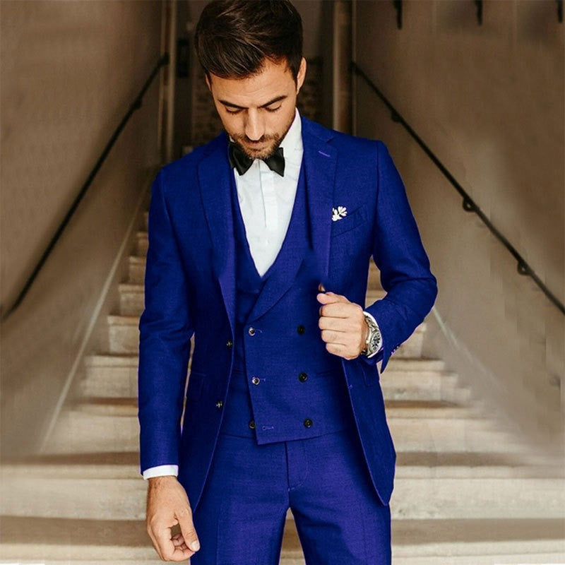 Three-Piece Formal Suit with Waistcoat in Classic Colours for Weddings and Business Occasions | Gentleman's Slim-Cut Coordinated Separates | British Tailored Formal Wear for Men | Koossa