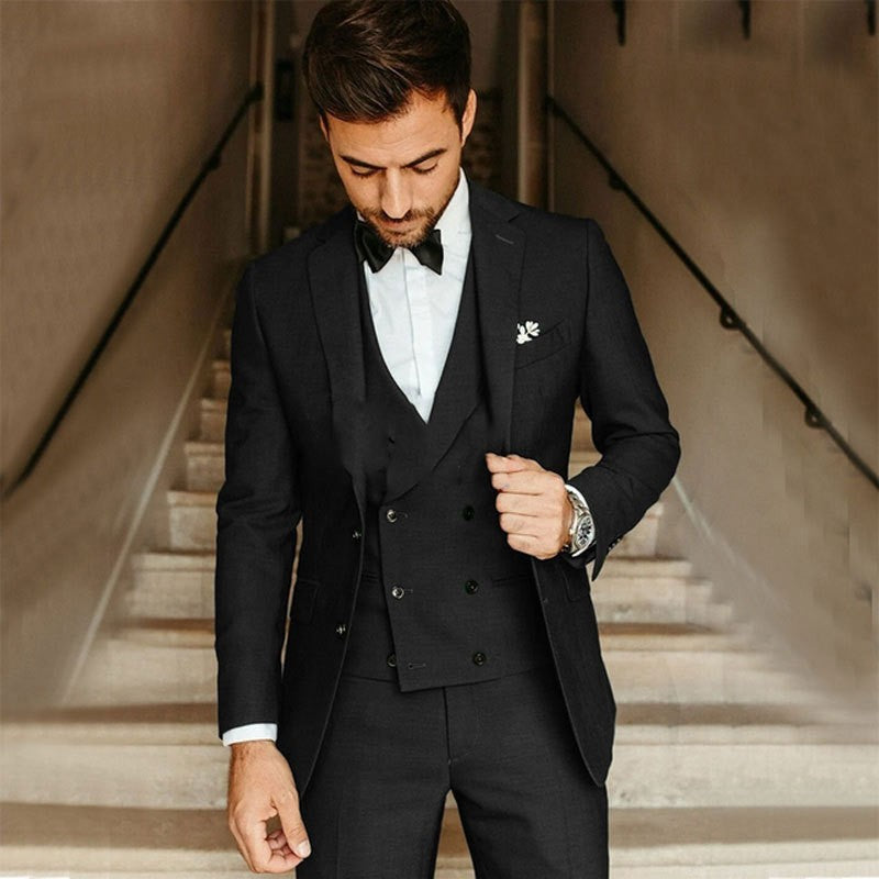 Three-Piece Formal Suit with Waistcoat in Classic Colours for Weddings and Business Occasions | Gentleman's Slim-Cut Coordinated Separates | British Tailored Formal Wear for Men | Koossa