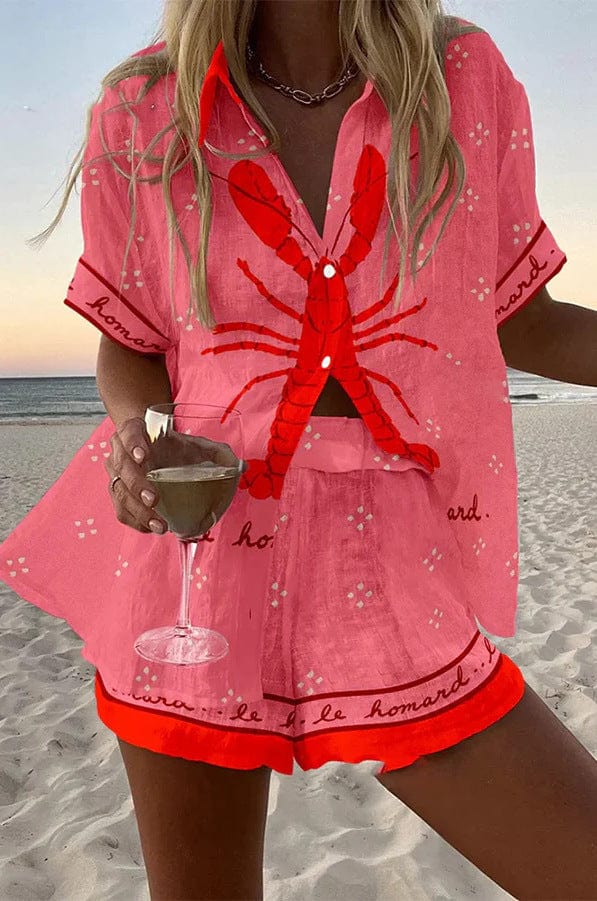 Women's Coordinated Shirt and Shorts Two-Piece Set in Lightweight Fabric for Warm Weather Holidays Casual Summer Outings Beach Resort Wear Relaxed Elegant Everyday Styling | Koossa