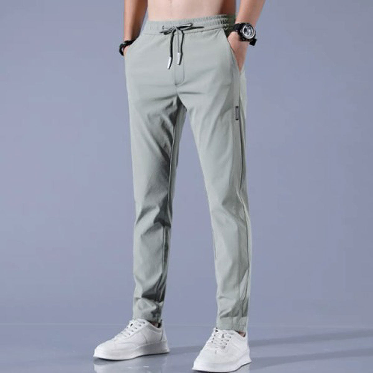 Men's Drawstring Trousers — Tapered Leg Casual Trousers with Side Pockets for Everyday Comfort | Koossa