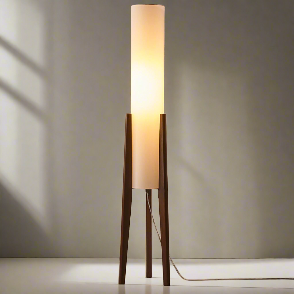 Lampadaire Trépied Bois Massif Abat-Jour Textile LED E27 Ambiance Scandinave Salon Chambre Douce Lumière | Koossa