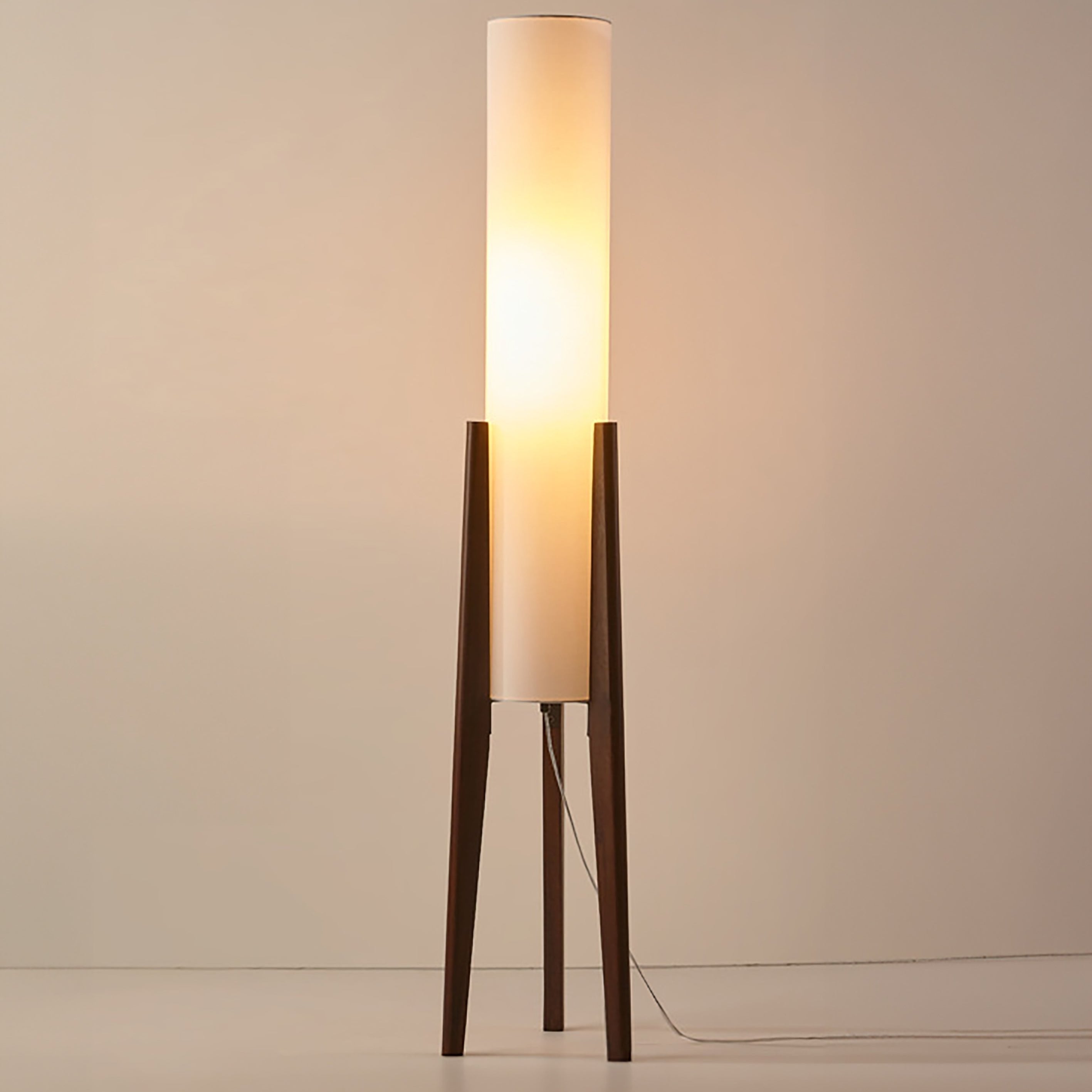 Lampadaire Trépied Bois Massif Abat-Jour Textile LED E27 Ambiance Scandinave Salon Chambre Douce Lumière | Koossa