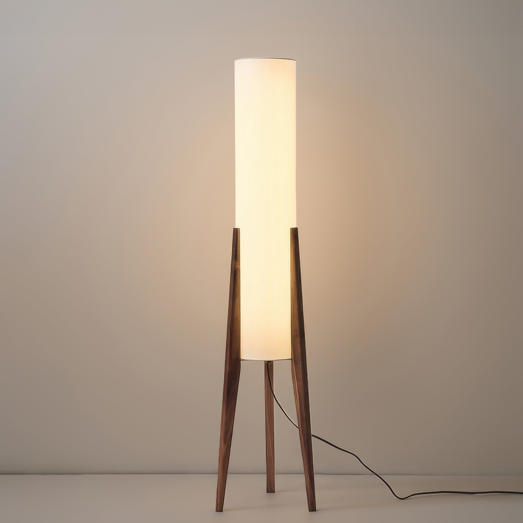 Lampadaire Trépied Bois Massif Abat-Jour Textile LED E27 Ambiance Scandinave Salon Chambre Douce Lumière | Koossa