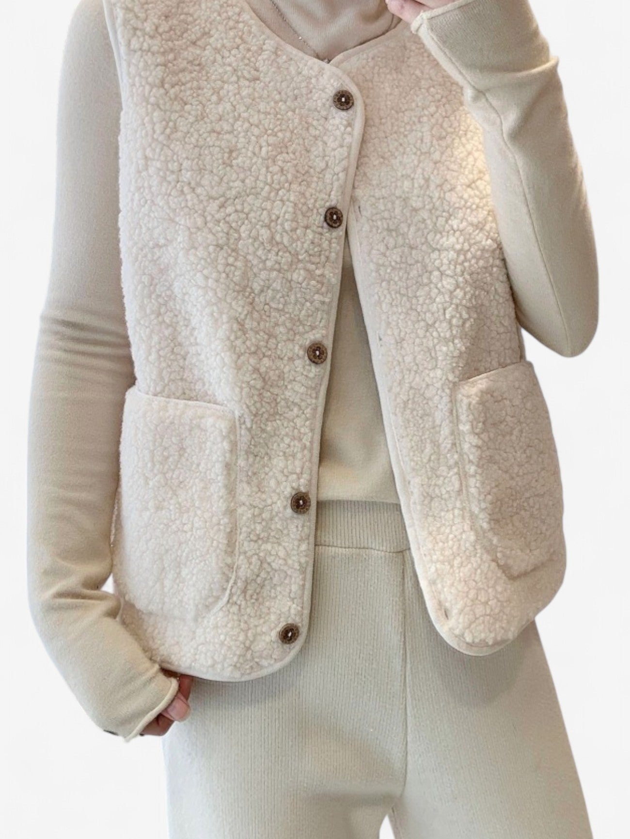 Women's Button-Front Quilted Gilet in Neutral Tones for Effortless Layering | Koossa