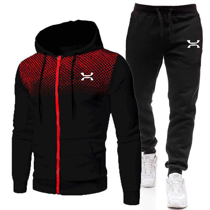 Men's Zip-Through Hooded Tracksuit Set — Comfortable Casual Tracksuit for Active Days & Relaxed Weekends | Koossa