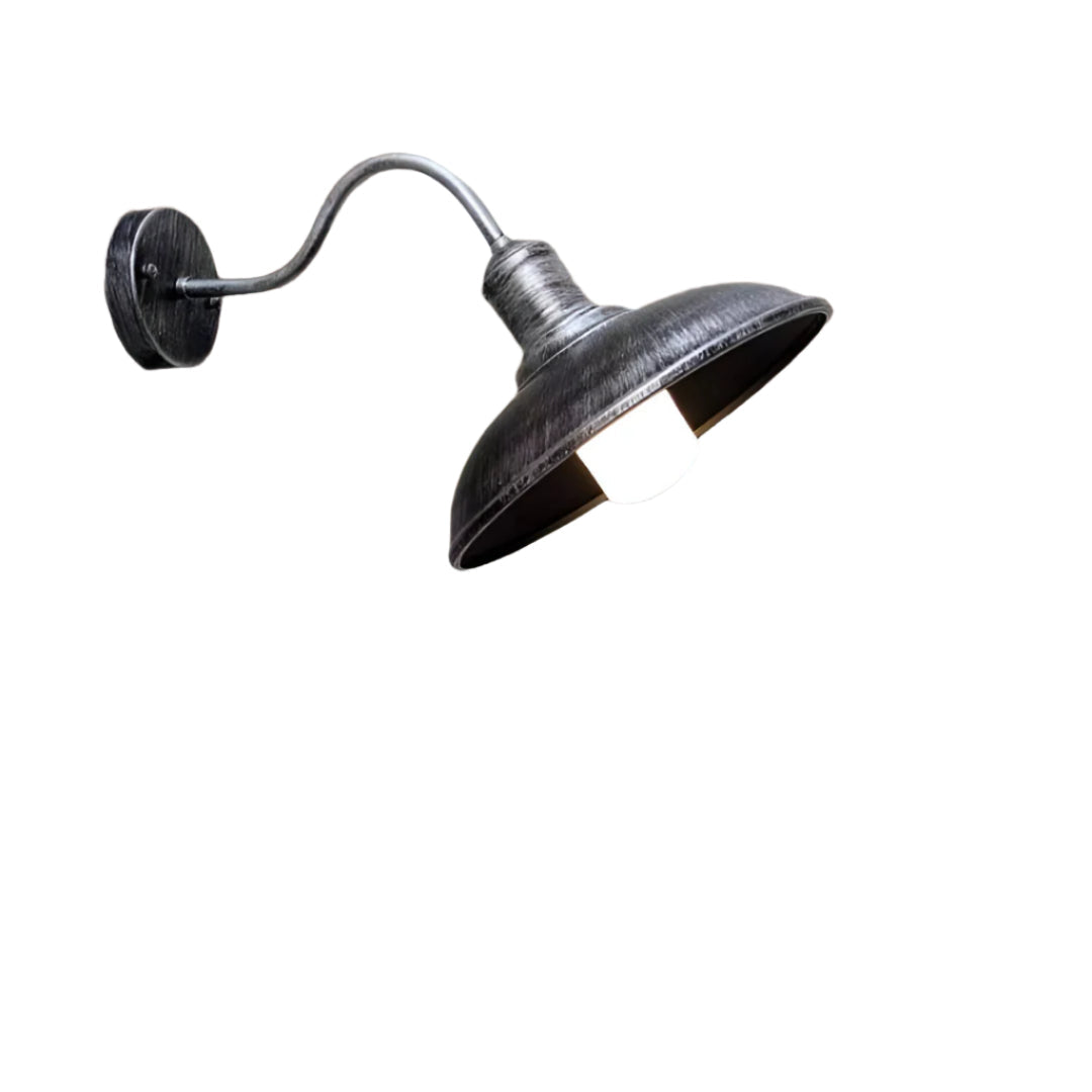 Applique murale extérieure industrielle en fer noir 37 cm avec LED pour éclairage façade jardin terrasse moderne | Koossa