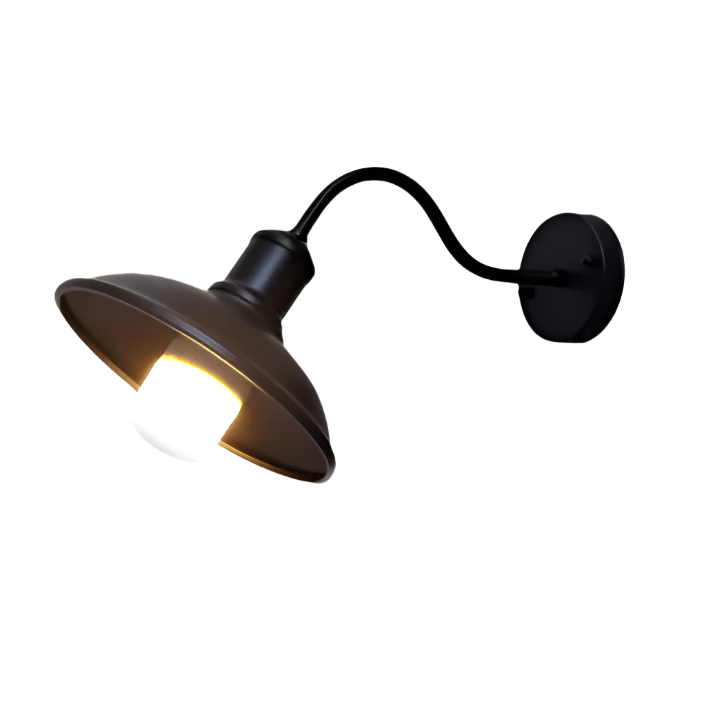 Applique murale extérieure industrielle en fer noir 37 cm avec LED pour éclairage façade jardin terrasse moderne | Koossa