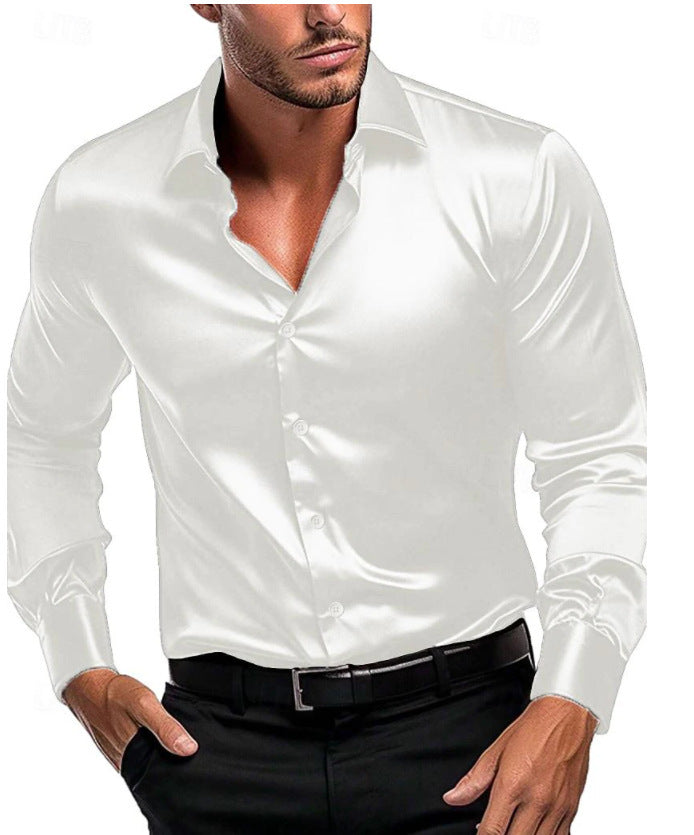 Men's Classic Italian Collar Shirt in White, Black & Blue — Smart Formal Shirt for Business & Evening | Koossa