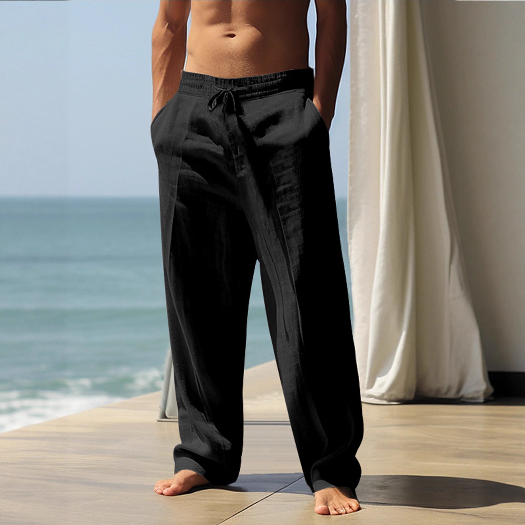 Men's Relaxed Fit Trousers with Elasticated Waist and Side Pockets — Casual Summer Trousers for Everyday Comfort | Koossa