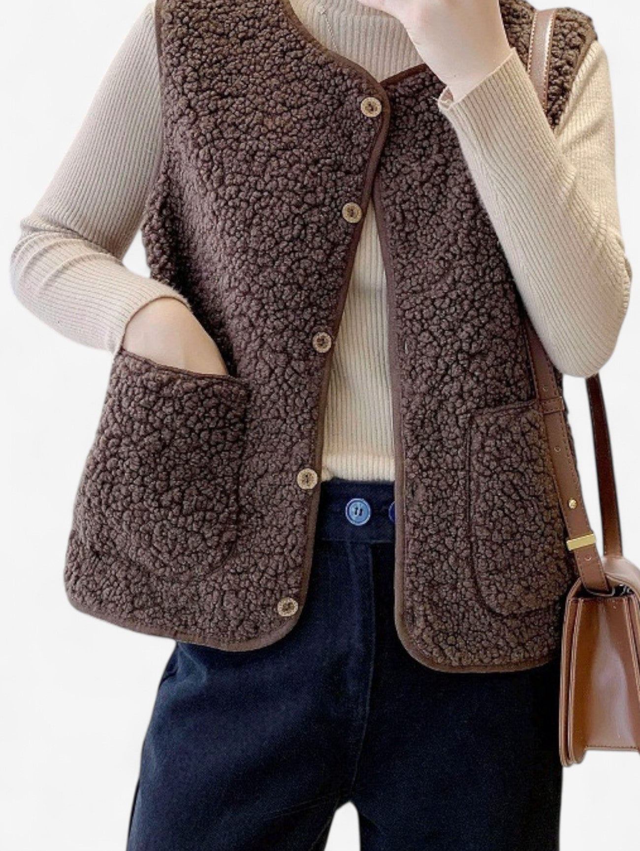 Women's Button-Front Quilted Gilet in Neutral Tones for Effortless Layering | Koossa