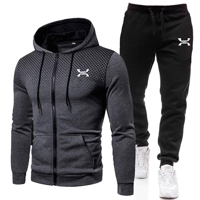 Men's Zip-Through Hooded Tracksuit Set — Comfortable Casual Tracksuit for Active Days & Relaxed Weekends | Koossa
