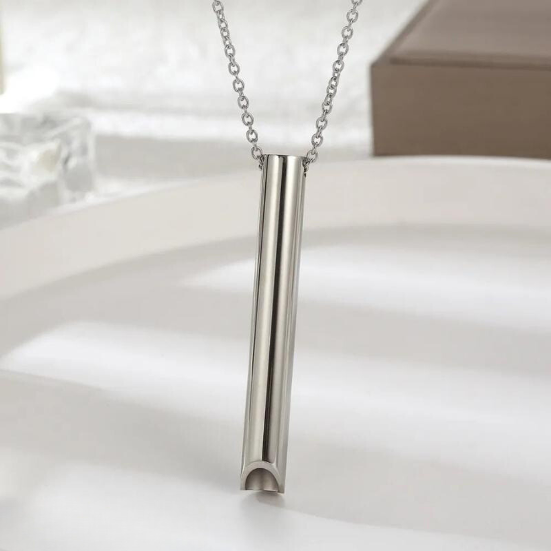 Quit Smoking Necklace Breathing Tool Stainless Steel Mindfulness Pendant for Stress Relief Nicotine Free Cessation Aid Hand to Mouth Habit | Lonoma