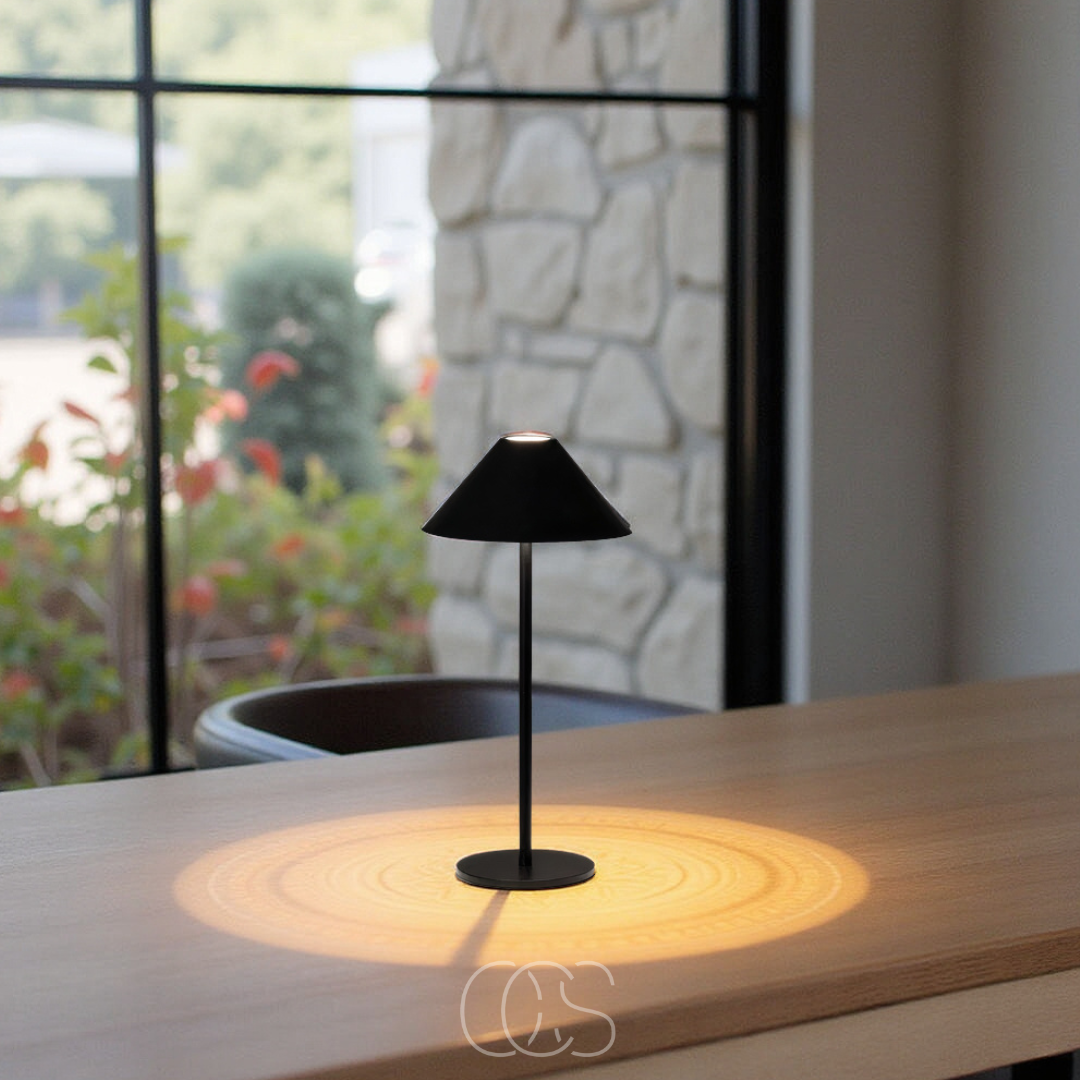 Lampe de table LED sans fil tactile dimmable intérieur extérieur étanche IP54 métal acier rechargeable portable | Koossa