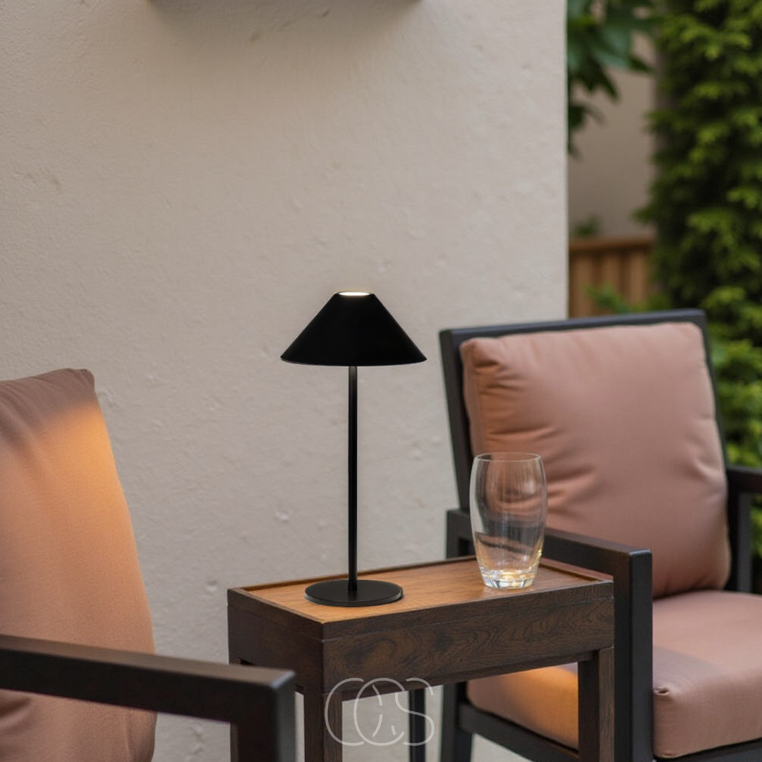 Lampe de table LED sans fil tactile dimmable intérieur extérieur étanche IP54 métal acier rechargeable portable | Koossa