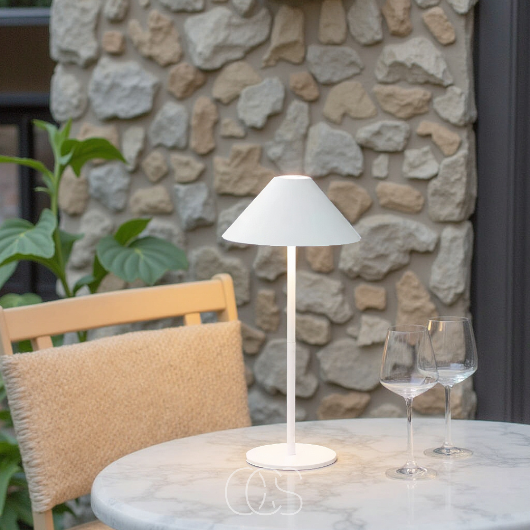 Lampe de table LED sans fil tactile dimmable intérieur extérieur étanche IP54 métal acier rechargeable portable | Koossa