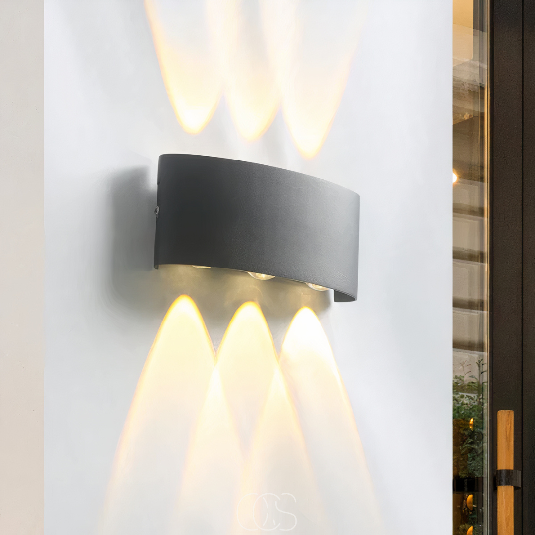 Applique murale extérieure double faisceau IP65 aluminium gris 22 cm design moderne étanche pour façade | Koossa