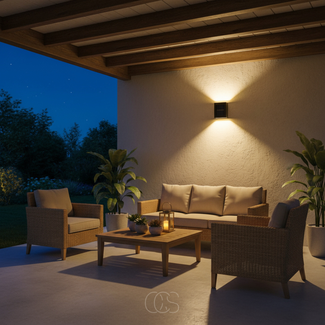 Applique murale extérieure solaire avec détecteur crépusculaire IP65 étanche pour jardin balcon et allée | Koossa