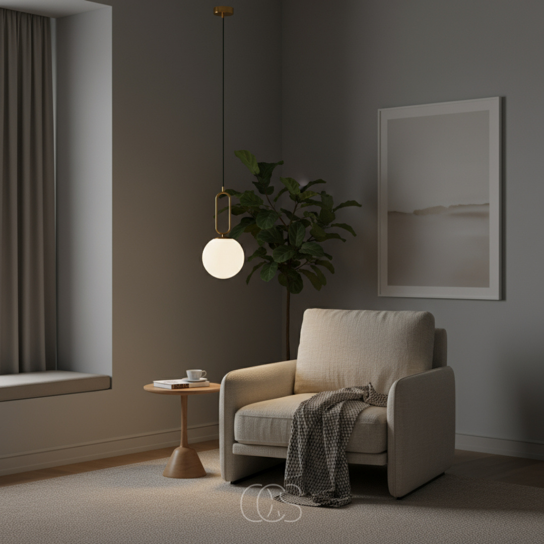 Suspension sphérique en verre à finition dorée pour ambiance chaleureuse et éclairage d'accent élégant | Koossa